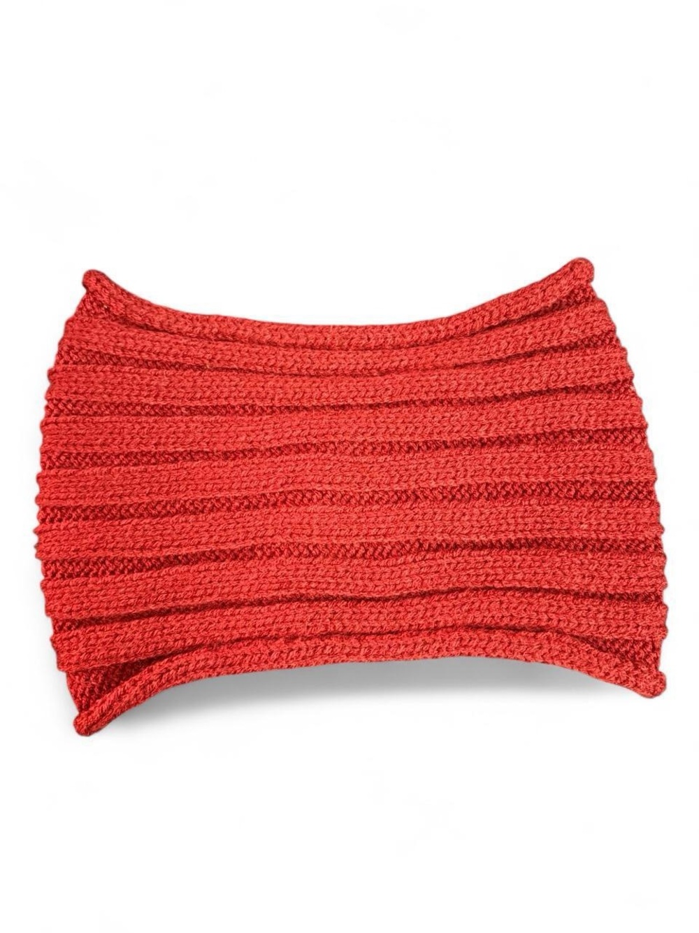 Red Cable Knit Bejeweled Headband Ear Warmer Rhinestone Gem Turban Winter - Picture 4 of 5